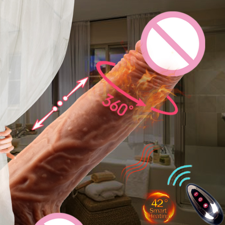 Realistic Telescopic Vibrator For Women Big Real Penis Remote Control Heating Thrusting Sex Toys Female Masturbator