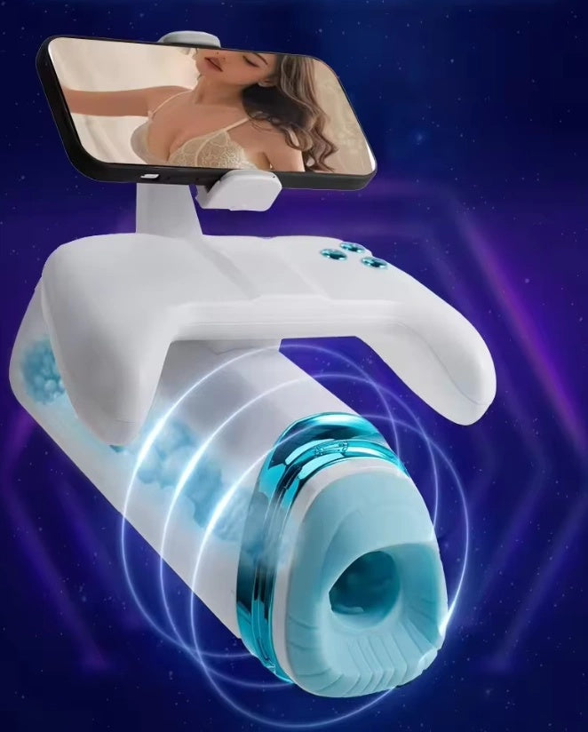 Visible Video Men Sex Toys Electric Automatic Heated Penis Vibrator Thrusting Masturbation Cup With Mobile Phone Holder