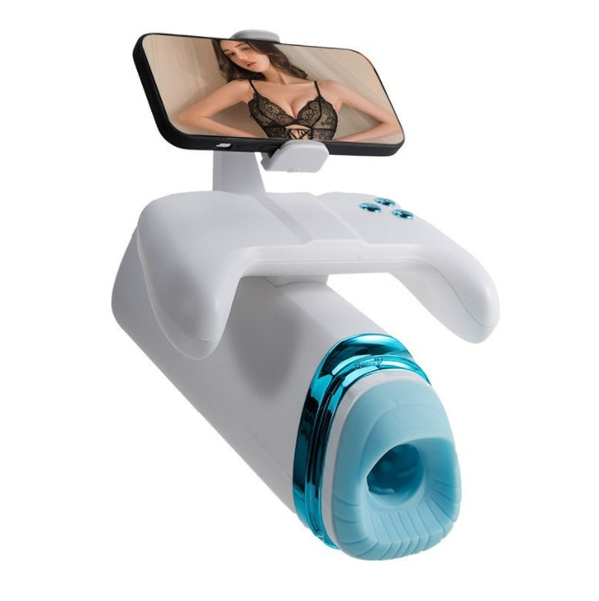 Visible Video Men Sex Toys Electric Automatic Heated Penis Vibrator Thrusting Masturbation Cup With Mobile Phone Holder