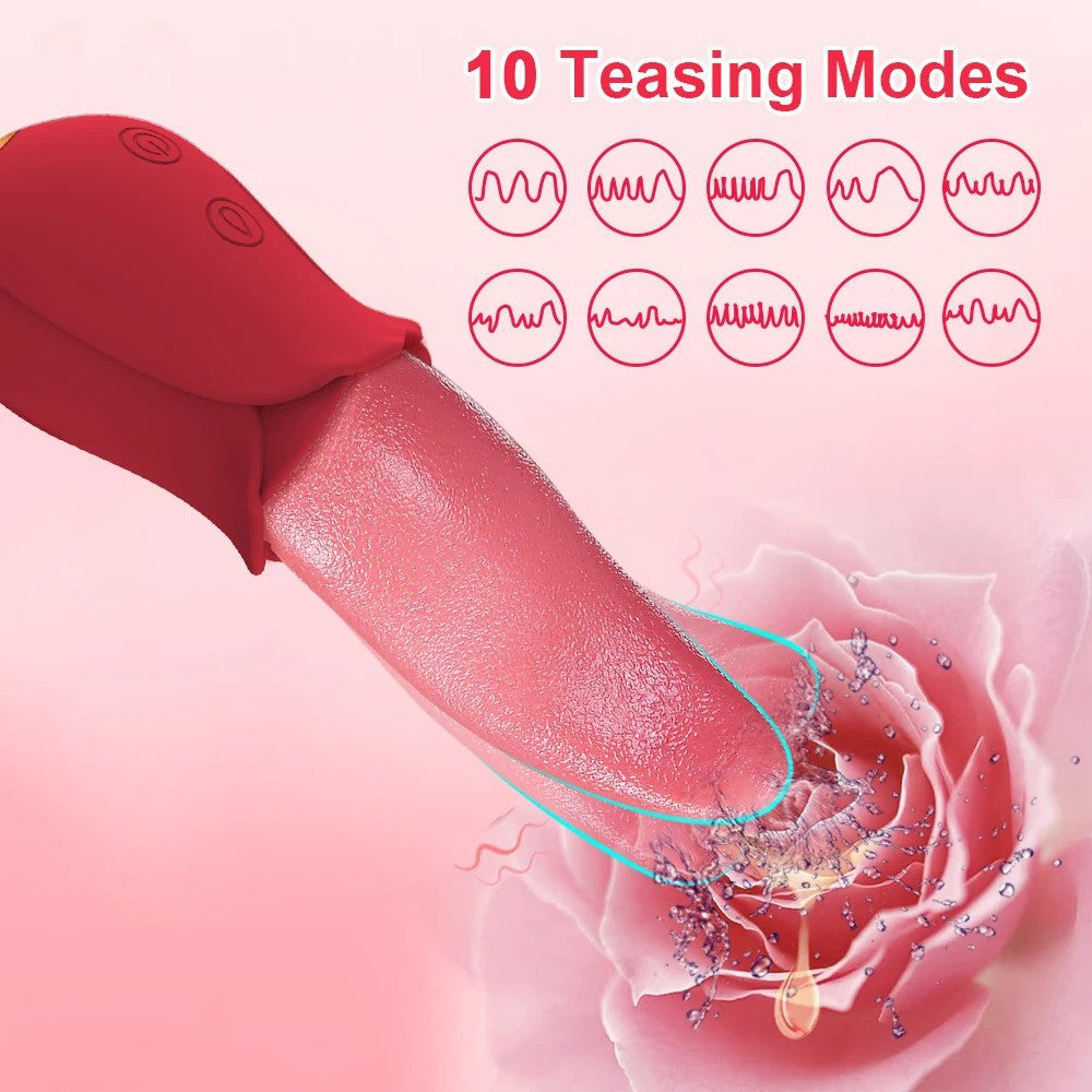 Mini Hot Selling Realistic Tongue Licking Rose Vibrator Adult Sex Toy for Women G Spot Clitoris Stimulator Nipple Massager