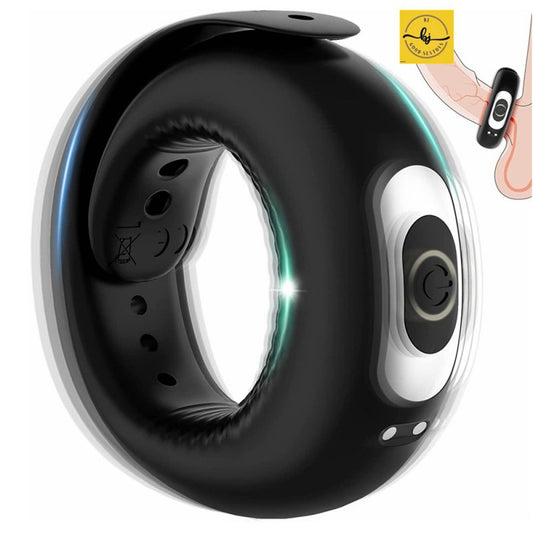 Adjustable 10 Frequency Silicone Cock Ring Sex Toys for Men Featuring Delay Ejaculation Function