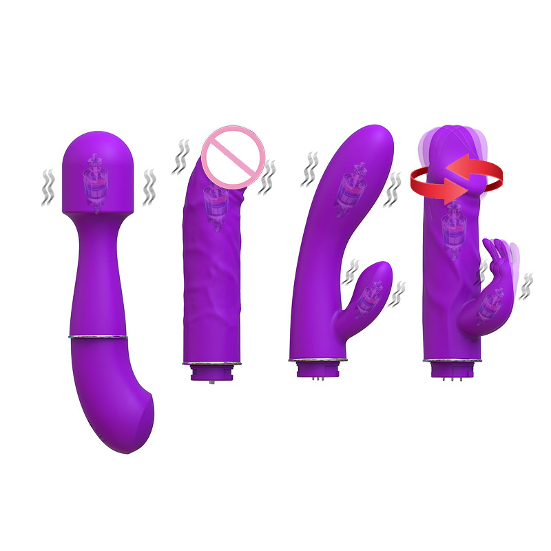 Rechargeable Adult Women Sex Toy 4-Piece Sets Female Rabbit Dildo Vibrator Quality Vibrating Dildo for Woman