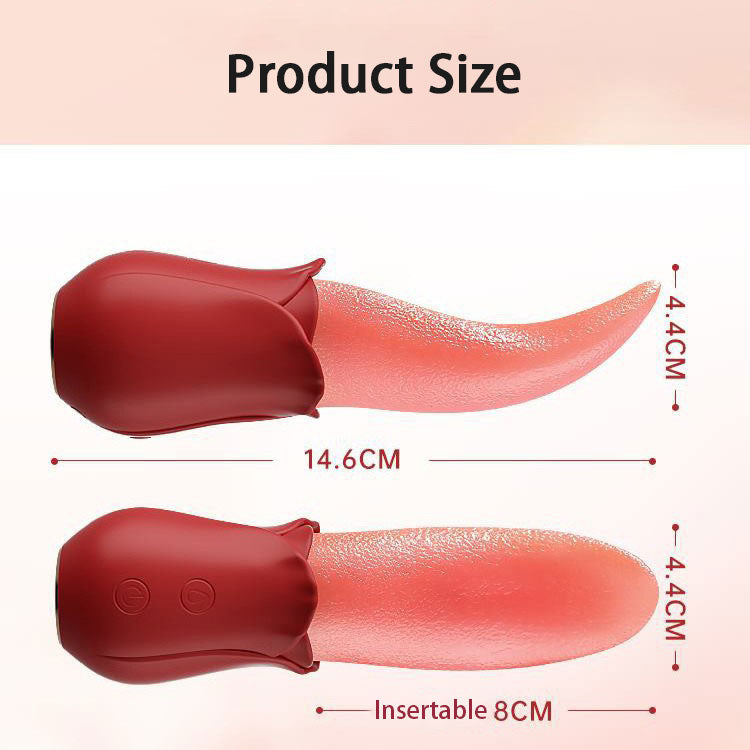 Mini Hot Selling Realistic Tongue Licking Rose Vibrator Adult Sex Toy for Women G Spot Clitoris Stimulator Nipple Massager