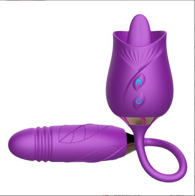 Clitoris Suck Vibrating Rose 10-frequency Vibrating Massage Tongue Lick Vibrator for Woman Telescopic Sex Toys