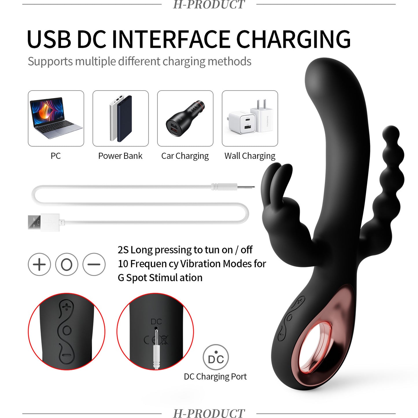 New Arrival Type-C Charging Three Head Triple Stimulation Vibrator for Women Sexy Toys