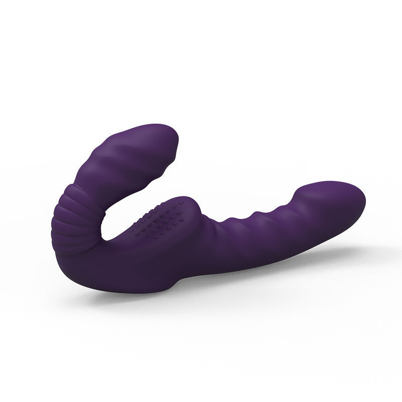 Wireless Remote Control Lesbian Female Sex Toys Vibrating Strapless Strap on G Spot Purple Dildo Vibrator for Women Couples