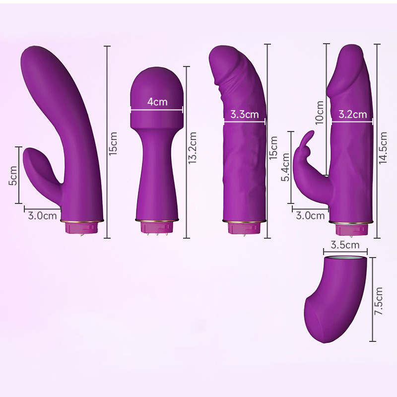 Rechargeable Adult Women Sex Toy 4-Piece Sets Female Rabbit Dildo Vibrator Quality Vibrating Dildo for Woman