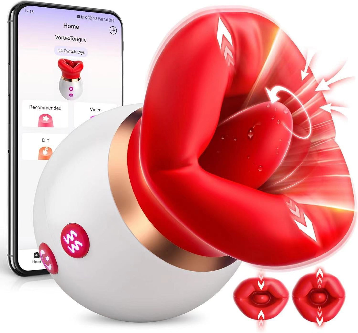 3 In 1 Adult c Big Mouth Sucking Licking Stimulator Clitoral Rose Vibrator Sex Toys For Woman