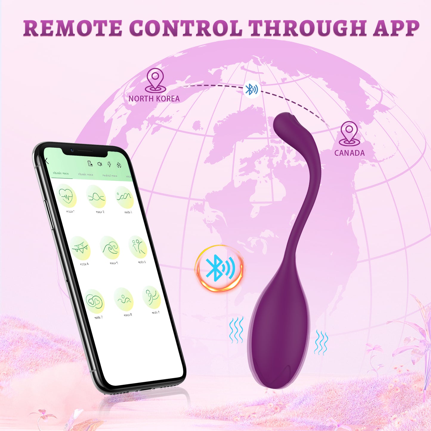 Long Distance Use Vibrating Love Egg Control by Applications between Different Country in the World Sex Toys Waterproof