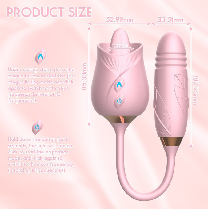 Clitoris Suck Vibrating Rose 10-frequency Vibrating Massage Tongue Lick Vibrator for Woman Telescopic Sex Toys