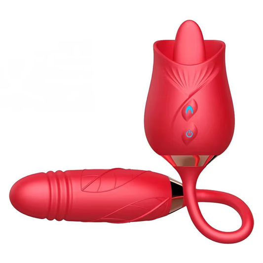 Clitoris Suck Vibrating Rose 10-frequency Vibrating Massage Tongue Lick Vibrator for Woman Telescopic Sex Toys