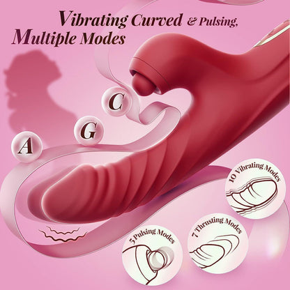 G-spot Vibrator Female Retractable Flaping Heating Vibrator Telescopic Dildo Rotation Tongue Licking Rabbit Vibrator