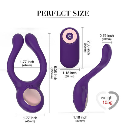 Double Vibrator Electric Sex Toys for Couples Includes Clitoris Stimulator and Cock Ring for Men