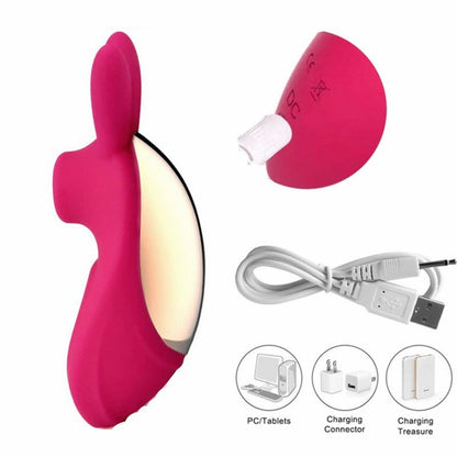 2 in 1 Rabbit Sex Toys Sucking with Tongue Licking for Womens Clit Nipple G Spot Stimulation Rechargeable Waterproof