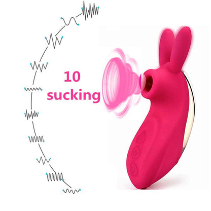 2 in 1 Rabbit Sex Toys Sucking with Tongue Licking for Womens Clit Nipple G Spot Stimulation Rechargeable Waterproof