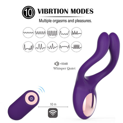Double Vibrator Electric Sex Toys for Couples Includes Clitoris Stimulator and Cock Ring for Men