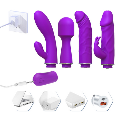 Rechargeable Adult Women Sex Toy 4-Piece Sets Female Rabbit Dildo Vibrator Quality Vibrating Dildo for Woman