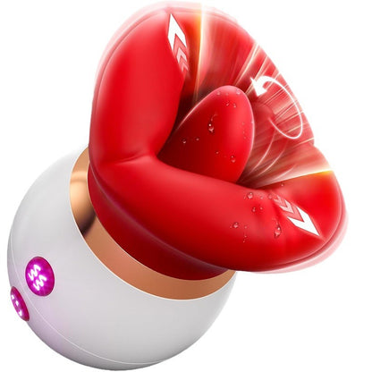 3 In 1 Adult c Big Mouth Sucking Licking Stimulator Clitoral Rose Vibrator Sex Toys For Woman