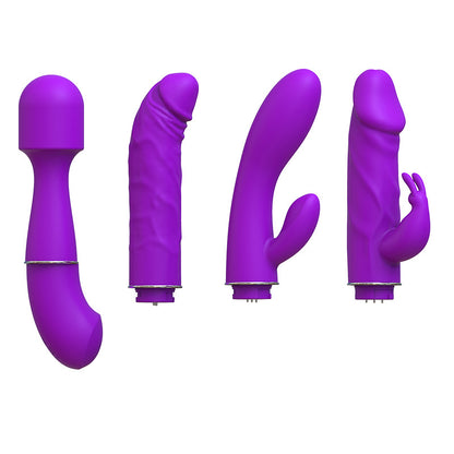 Rechargeable Adult Women Sex Toy 4-Piece Sets Female Rabbit Dildo Vibrator Quality Vibrating Dildo for Woman