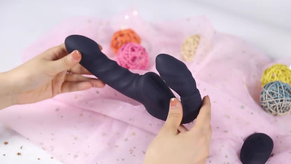 Wireless Remote Control Lesbian Female Sex Toys Vibrating Strapless Strap on G Spot Purple Dildo Vibrator for Women Couples